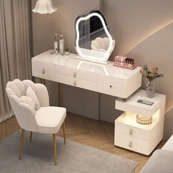  Горячая распродажа Белый цвет Угловой туалетный столик Женская мебель для спальни Многофункциональные комоды для макияжа с зеркалом Led Cloud 0