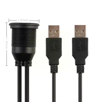 Двухпортовый USB-разъем Cabe USB3.0 Авто Автомобильный удлинитель для скрытого монтажа Панель приборной панели Квадратный USB-кабель для мотоцикла 1 м / 2 м B5G3 5