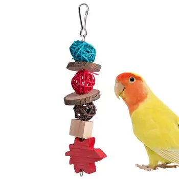 Деревянные игрушки для жевания птиц Ротанг Птичья клетка Шредер Тренировочные игрушки для маленьких, средних и больших птиц Игровые игрушки в клетке Аксессуары