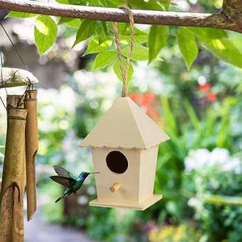 Деревянный скворечник для наружного небольшого открытого сада Скворечник ручной работы с отверстием и насестом для синей птицы