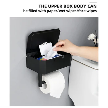 держатель для туалетной бумаги без сверления с коробкой для влажных салфеток, держатель для туалетной бумаги с полкой 1