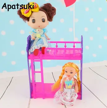 Детский игровой домик Миниатюрные игрушки Аксессуары для кукол DIY Сборка куклы Пластиковая двухъярусная кровать для кукол Келли для кукольного домика Барби