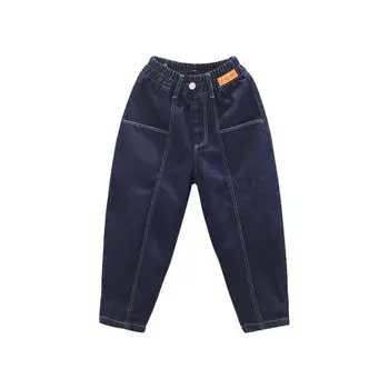 Джинсы для мальчиков Брюки Весна Осень 2023 Карго Синие брюки Подростковые свободные однотонные брюки-карго от 3 до 16 лет Модная одежда для детей 4