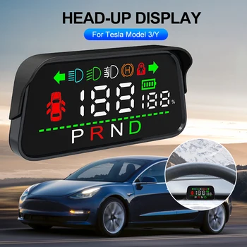  Для Tesla Model 3 Model Y Авто HUD Mini Head Up Display Воздуховод Крепление Спидометр Указатель поворота Переключение передач Hi/Lo Индикатор луча 0
