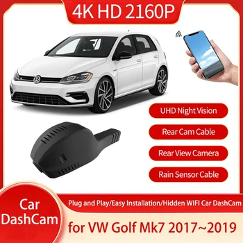 Для Volkswagen VW Golf 7 Mk7 2017 2018 2019 4K DVR Запись Передняя и задняя линза Ночное видение WiFi Вождение Видео Автомобильные аксессуары