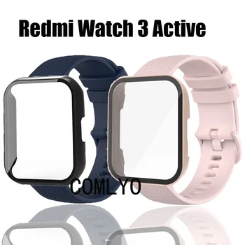  для Xiaomi Redmi Watch 3 Активный легкий ремешок Силиконовый ремень Чехол для смарт-часов Полное покрытие защитной пленки для экрана Бампер
