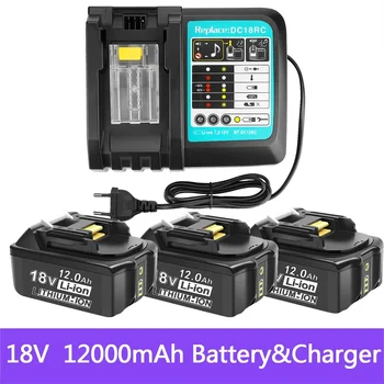 Для аккумуляторной батареи Makita 18 В 12000 мАч со светодиодным литий-ионным сменным зарядным устройством LXT BL1860B BL1860 BL1850 + 3A