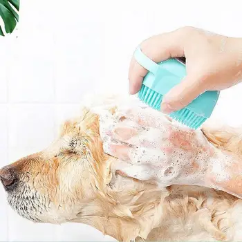  Дозатор шампуня для домашних животных Мягкая силиконовая щетина Щетка для ванны домашних животных с дозатором шампуня для собак Кошки Груминг Массажная расческа для 0