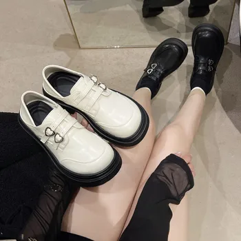 Женская летняя обувь в британском стиле Женская женская обувь с круглым носком Черные балетки Оксфорды Женские повседневные кроссовки All-Match 2023 3