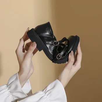 Женская обувь Мэри Джейн Мягкая кожаная обувь Новые женские лоферы Японский стиль колледжа Одинарная обувь Женская британская женская обувь на плоской подошве 2