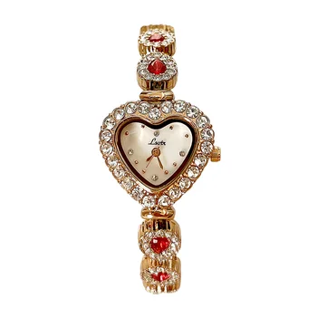 Женские кварцевые часы Маленькие золотые круглые формы Чехол Reloj Женские роскошные наручные часы Винтажная мода Бриллиантовый браслет Браслет Часы