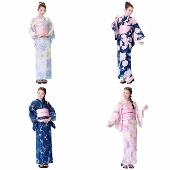 Женское традиционное кимоно в японском стиле хлопковое формальное юката с оби ханабитайкай носить сценическое платье
