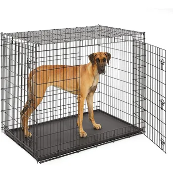 Забор для собак сенбернара SL54DD Ginormus Двухдверный ящик для собак для XXL для самых больших пород собак Кошки Клетка Черный мастиф Собачья будка