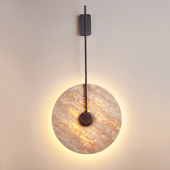 [Закатное свечение] Прикроватная настенная лампа в тихом стиле для спальни Мраморный скандинавский гостиничный свет Роскошная настенная лампочка для гостиной 0