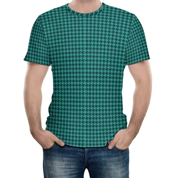 зеленый черный футболка «гусиная лапка» с маленьким рисунком модные футболки harajuku футболки с коротким рукавом на заказ дешевые базовые футболки оверсайз