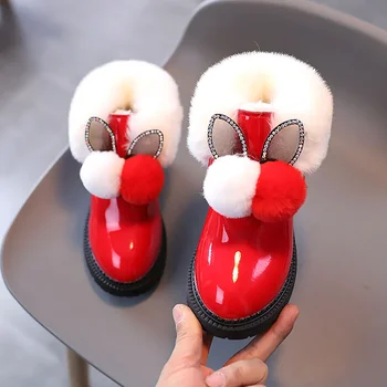  Зимние зимние сапоги для девочек 2023 Тренд Мода Водонепроницаемые Плюшевые Сапоги Для Детей Корейский Стиль Толстая Теплая Повседневная Обувь с мягкой подошвой