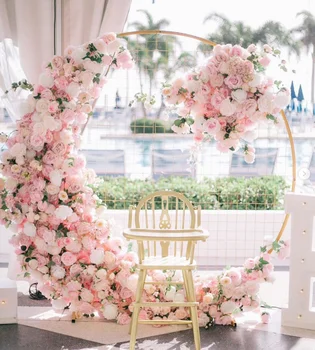 Индивидуальные розовые искусственные цветы Свадебное фоновое украшение Арка Лунного цветка