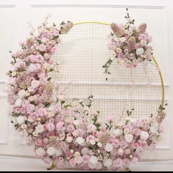 Индивидуальные розовые искусственные цветы Свадебное фоновое украшение Арка Лунного цветка 2