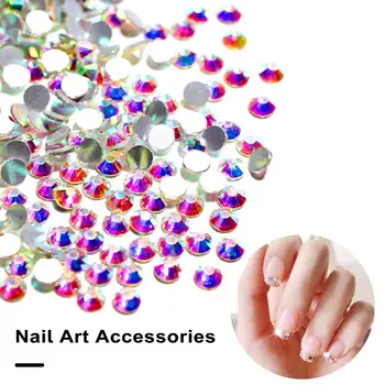  Инструменты для нейл-арта Аксессуары для дизайна ногтей Потрясающий дизайн ногтей 1440 шт. Белый Ab Стеклянные стразы Плоские круглые ювелирные изделия для красивых 1
