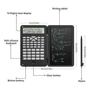 Калькулятор, Научные калькуляторы 12-значный калькулятор Планшет для письма, Складной финансовый калькулятор, для школьного офиса 4