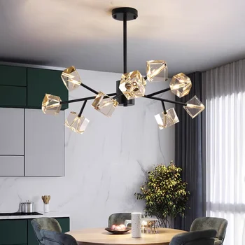 Камень креативная хрустальная люстра домашний декор гостиная потолочный подвесной светильник для кухни спальня блеск светильник черный