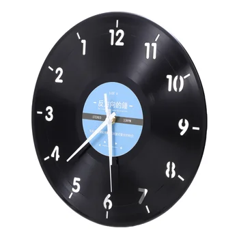 Карманные часы Настенные часы Винтажный декор для дома Стильные висячие виниловые пластинки в форме 0