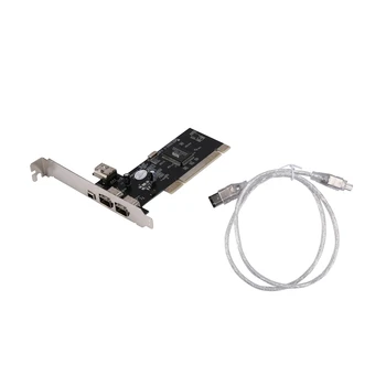 Карта PCI-1394A, PCI-IEEE 1394A 4-портовая карта Firewire с кабелем 0,8 м 6-контактный - 4-контактный кабель 1394A