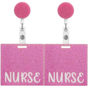 Карта значка медсестры Значок медсестры Приятель Выдвижной значок Катушка Значок Зажим Розовый горизонтальный держатель значка Аксессуары для значков Медсестры 0