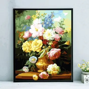 Картина маслом - ручная роспись красочная гостиная растение пейзаж цветок декоративная масляная живопись перилла и ромашка 0