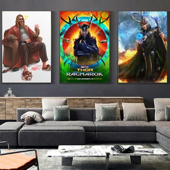 Картина на холсте Disney Marvel Avengers Супергерой Тор Рагнарёк Плакаты и принты Настенное искусство Картина для детской Декор гостиной