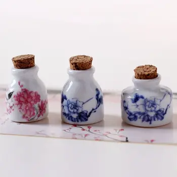  Китайский ретро Цветок Суб Бутылка Керамические карманные флаконы с образцами с деревянной крышкой Практичный пион Жидкий блестящий порошок Коробка