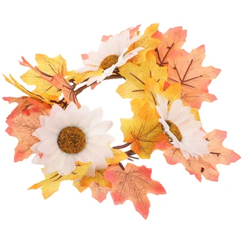 Кленовые листья Кольцо Венок Цветочный лист Кольцо День Благодарения Центральный элемент стола для дисплея 0