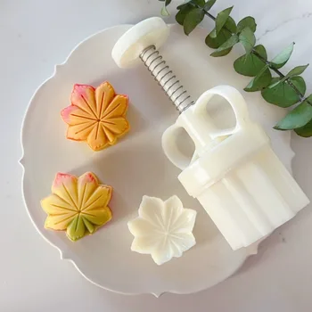 Кленовый лист Печенье Штампы MoonCake Mold DIY Ручной пресс 3D Листья в форме помадки Принадлежности для выпечки Кухонные гаджеты Кондитерские инструменты