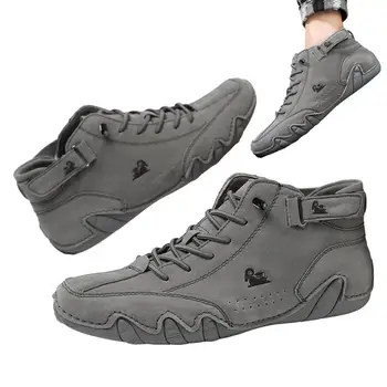 кожаная обувь для мужчин повседневные кроссовки 2023 водонепроницаемые мотоциклетные ботильоны итальянский бренд мужская обувь 0