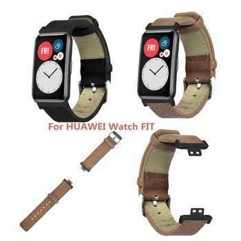 Кожаный ремешок для Huawei Watch Fit Водонепроницаемый браслет Прочный смарт-часы Модный ремешок Ремень Часы Браслет Антипыль