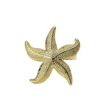 Кольца для салфеток морской звезды 12 золотых морских летних свадебных вечеринок Пляжный декор стола 2