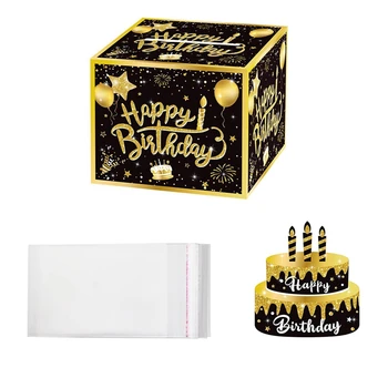  Копилка для наличных Подарочный набор на день рождения с поздравительной открыткой и клейкими пакетами Прочный Простой в использовании Черный 0