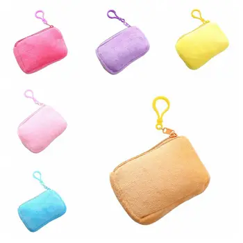 корейский плюшевый кошелек для монет маленькая косметичка на молнии прямоугольная сумка для хранения с брелоком для девочек ювелирные изделия упаковочная сумка
