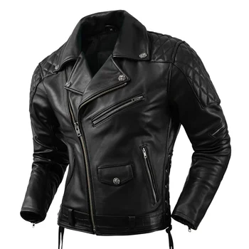 Корейский стиль Мотоциклетная одежда Натуральная кожаная куртка из воловьей кожи Мужская одежда для мотоциклистов Одежда для верховой езды Тонкая байкерская куртка