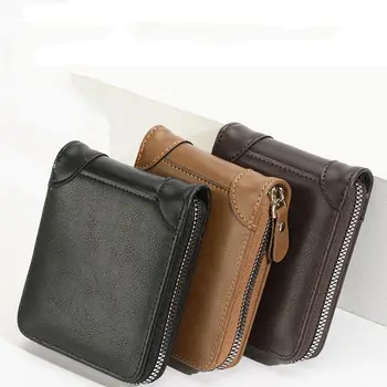 Короткий мужской кошелек с застежкой-молнией PU кожаные кошельки для монет многофункциональный держатель для карт для мужчин деловой кошелек