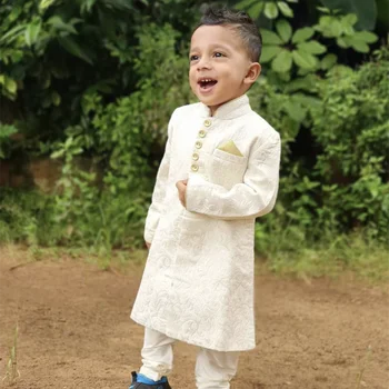 Костюм для мальчиков в индийском стиле жаккардовый принт длинный блейзер с брюками специальное фестивальное платье / детская модная одежда на заказ комплект куртки