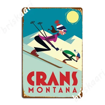 Кран Монтана Лыжный плакат Металлические таблички с вывесками Клубный бар Стена паба Жестяная вывеска Плакат
