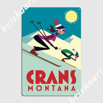 Кран Монтана Лыжный плакат Металлические таблички с вывесками Клубный бар Стена паба Жестяная вывеска Плакат 1