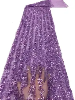 Красивая бисерная ткань пайетки вышивка французская сетчатая пряжа кружева африканская нигерия Fabirc кружево для вечерних платьев свадебная вечеринка 3
