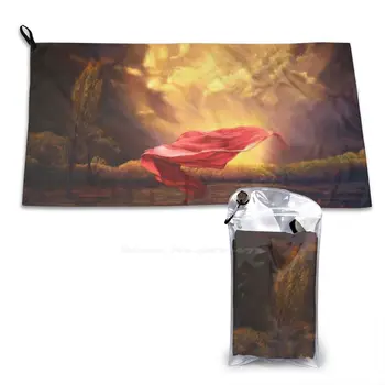 Красная шаль II Банное полотенце с 3D-печатью Сильное водопоглощение Ким Нельсон Изобразительное искусство Символизм Австралия Красная ткань Волшебный цвет