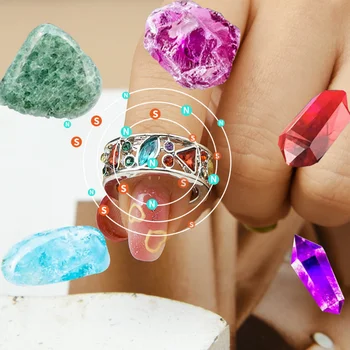 Красочное кристалл-кварцевое терапевтическое кольцо Ionix Torina Crystal Quartz Ionix Ring Therapy Хрустальное кольцо для похудения Лимфодренаж 1