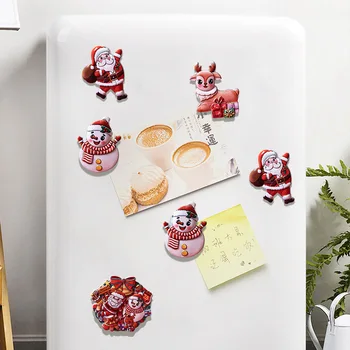 Креативные рождественские украшения Смоляные магниты для холодильника Санта-Клаус Снеговик Магниты для холодильника Магнитные наклейки Рукоделие 2