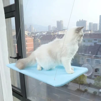 креативный гамак для кошек с присосками по 20 кг Кровати для домашних животных Адсорбционные окна Стены Аксессуары для котят Hamaca gato para ventana 0