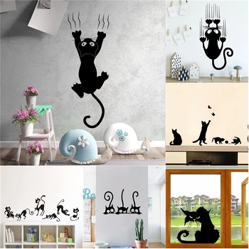 креативный ленивый черный кот наклейка на стену украшение домашней комнаты фрески настенные наклейки художественные обои amimals виниловые наклейки