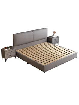  Кровать для хранения с высокой кроватью, тканевая кровать с современной минималистичной технологией, кровать из массива дерева 1,8 м, кровать для хранения под давлением воздуха